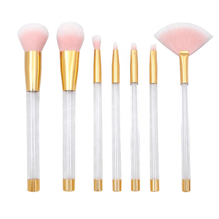 7pcs Transparent Crystal Empty Stick Tube Handle Diy Plastic Filling Plug Makeup Brushes